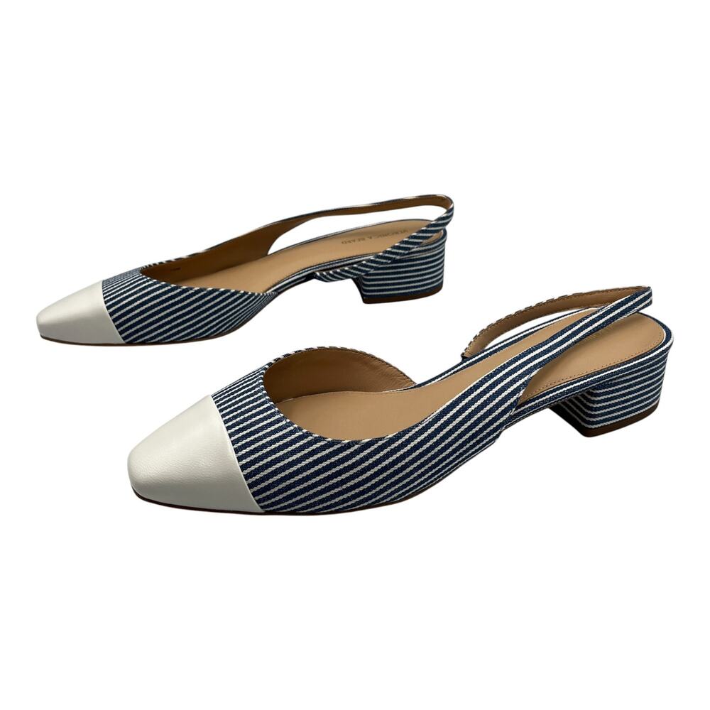 Veronica Beard Cecile Striped Slingback Block Heel Ballerina Pumps Blue Sz 10M - Picture 5 of 10